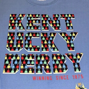 official kentucky derby long sleeve t-shirt blue 100% cotton large since 1875